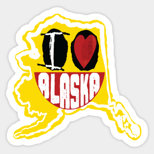 I Love Alaska Smiling Happy Face Sticker